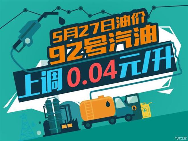 5月27日24时：92号汽油上调0.04元/升